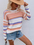 'Eulalie' Striped Pullover Knit Sweater - Celes Fashion